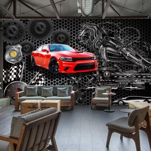 Dropship Custom Photo Wallpaper Metal Red Roadster Entertainment Restaurant Customized Backdrop Decoration Wallpaper Murals