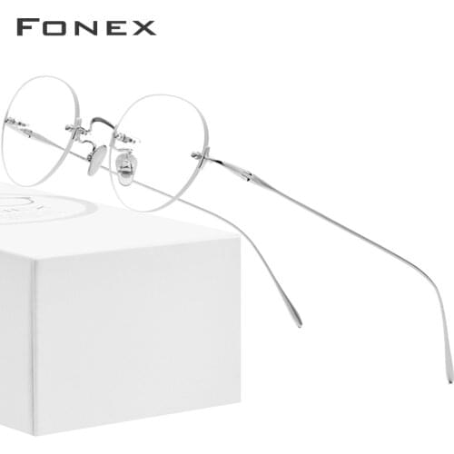 FONEX B Titanium Rimless Glasses Women Vintage Retro Eyeglasses Frame Men High Quality Prescription Myopia Optical Eyewear 869
