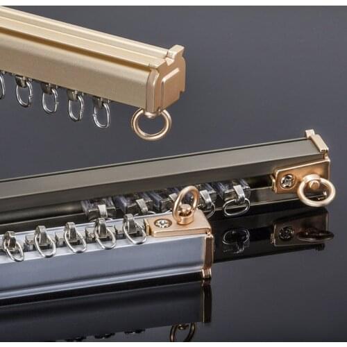Smooth and quiet strong load bearing thick aluminum curtain track mute rail straight track curtain rod Roman pole