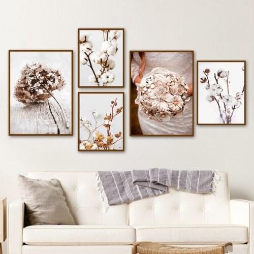 Cotton Reed Flower Plant Women Botanic Wall Art Canvas Painting Nordic Posters And Prints Wall Pictures For Living Room Decor