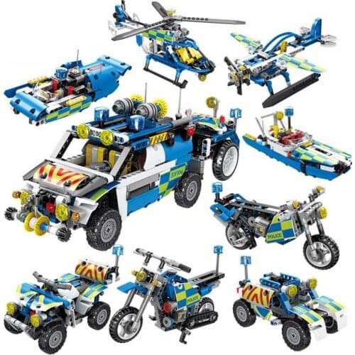 Kaizi 2 In 1 Compatible technical gear Helicopter Plane Motorcycle Ship Boat Moc Building Block Kit Mechanical Model Bricks Toys