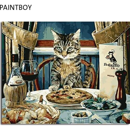 PAINTBOY Picture Modern Framed Pictures Painting By Numbers DIY Oil Painting On Canvas Home Decor Of Cat