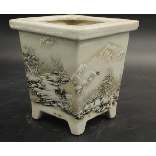 Chinese Old Porcelain Snowscape Chart Of Pastel Porcelain Flower Pots