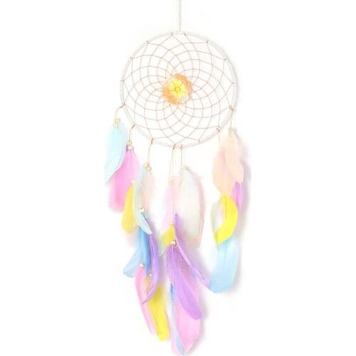 Colorful Dream Catchers Handmade Flower Feather Wall Hanging Decor , Bedroom Kids, Home Decoration, Art Ornament Craft Gift