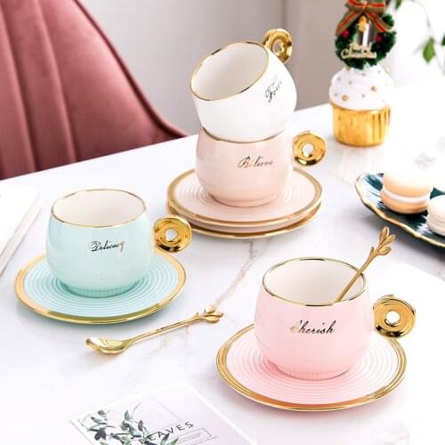 Cute Ceramic Mug Household Spoon and Dishwashing Cup Kit Afternoon Tea Cup Home Decoration Desktop Ornaments Exquisite Gift