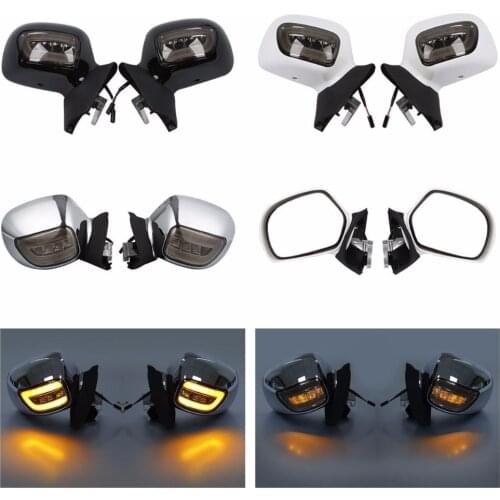 Motorcycle Rearview Mirrors LED Turn Signals Smoke Lens For Honda Goldwing GL1800 2001-2017