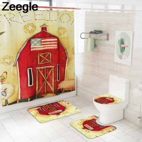 Nordic Style Home Decor Bath Mat and Shower Curtain Set Bathroom Rug Set with Waterproof Shower Curtain Bathroom Mat Set
