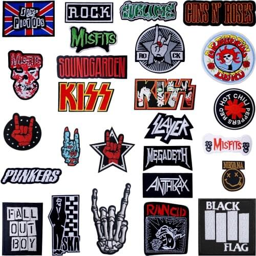 Music Rock Band Song Iron On Patches Badges for Sew Seam Tailoring Clothes Suits of Coat Jacket Trousers T-shirt Pants Ornament