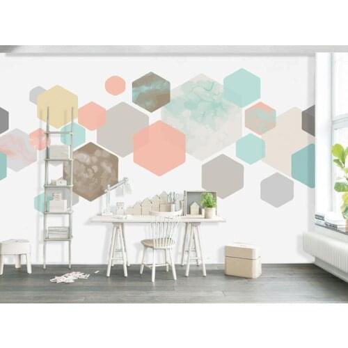 Bacal papel de parede Modern 3d wallpaper mural minimalist mottled hexagonal pink geometry living room TV background wall pape