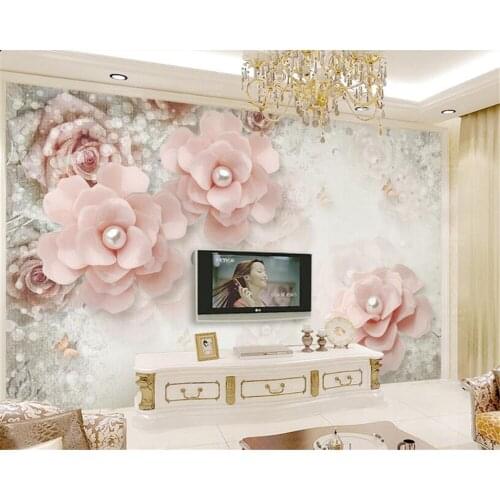 Beibehang Custom wallpaper 3d Pink beautiful flower European style background wall 5d papel de parede decorative 3d wallpaper