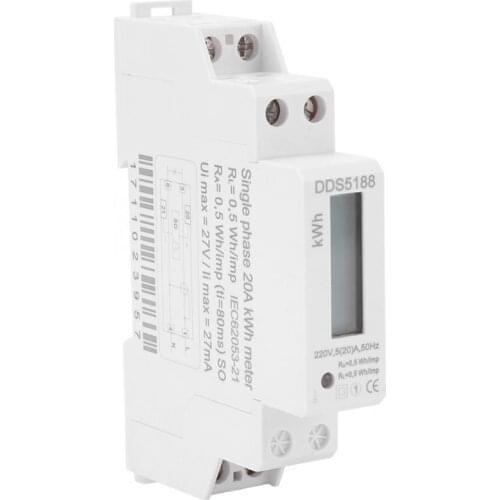 Single Phase DIN-Rail Energy Meter 5-20A Digital LCD 220V kWh Meter Electronic Energy Din-rail KWh Meter