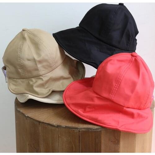 New Solid Color Hat Women Summer Big Bow Brim Sun Uv Protection Fisherman Cap Korea Bucket Hat Cotton Casual Foldable