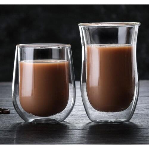 Transparent glass coffee cup milk whiskey tea beer double creative heat-resistant healthy environmental protection glass B200132