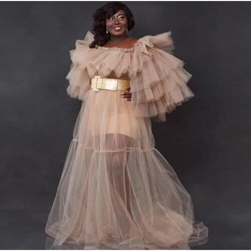 See Through Tulle Robe Custom Made Tulle Maternity Dress Robe Puffy Tulle Long Robe Tulle Jacket Women Party Prom Wear