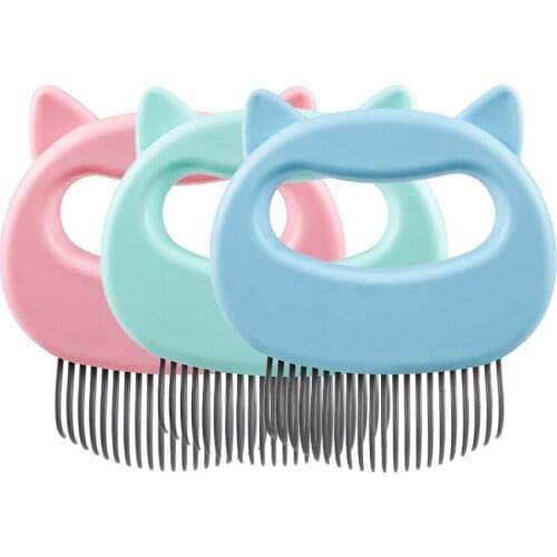 Cute Cat Ear Comb, Pet Massage Comb Shell Handle Pet Beauty Massage Brush, Cat and Dog Hair Removal Device