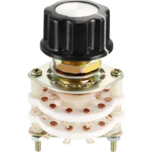 Uxcell 4P5T 4 Pole 5 Throw 2 Deck Band Channel Rotary Switch Selector with Plastic Knob