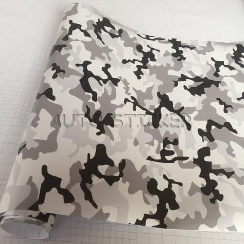 10/20/30/40/50X152CM Adhesive Black gray white Snow Camo Vinyl For Motorcycle / Bike Wrap Covering film With air bubble Free