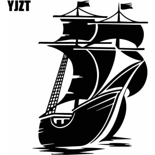YJZT 13.2CM*17.5CM Sea Ship Boat Sailing Pirate Vinly Decal Decor Art Picture Car Sticker Black/Silver C27-0410