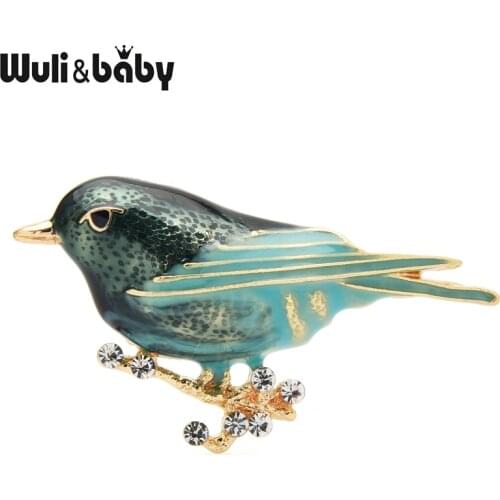 Wuli&baby 4-color Enamel Bird Brooches For Women Unisex Classic Bird Animal Party Casual Brooch Pins Gifts