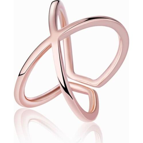 New Big X Cross Zircon Ring Fashion Female men Jewelry Infinity Sign Women Rose Gold Rings for Party free Shipping