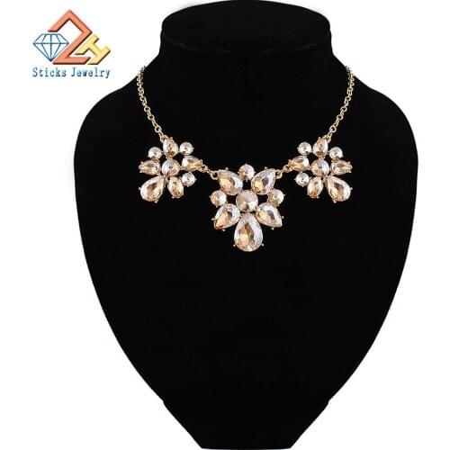 Glod Statement Necklaces & Pendants Crystal Necklace for Women Female Chain Collar Fashion Boho Jewelry
