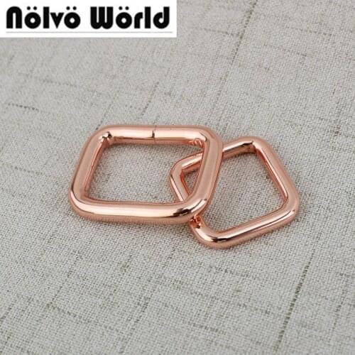 10-50pcs Inside 20mm 26mm Rose gold High quality round edge buckle bags square buckles non welded buckle making connector