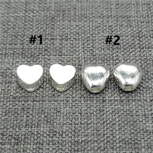 10 Pieces 925 Sterling Silver Small Shiny Love Heart Bead for Bracelet Necklace