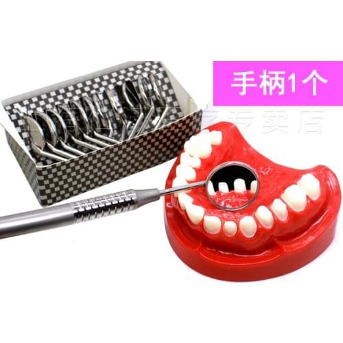 12 Dental mouth mirrors flat mirror with handle stainless steel dental equipment no teeth model