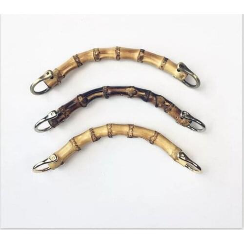 2Pcs Bamboo Material Bag Handbag Handle Women Purse Arc Handle Coffee/Natural Color with Metal D Ring DIY Bag Accessories