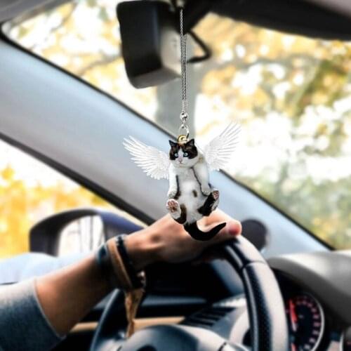 Acrylic Cartoon Animal Cat/Dog Car Hanging Ornament with Colorful Balloon Hanging Ornament Decoration Keychain Pendants