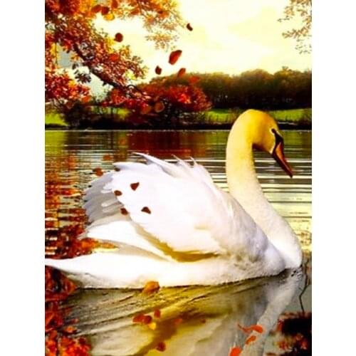 DIY 5D Diamond Painting Swan Animal Full Round Mosaic Cross Stitch Kit Diamond Embroidery Picture Rhinestone Wall Home Decor
