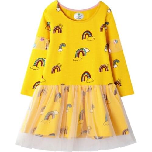 Gold Treasure Autumn Spring Brand Childrens Clothing Girls Cotton Princess Dress Long-sleeved Girls Party Dress