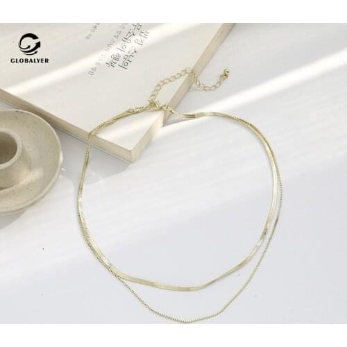 Europe and the United States New Simple Double Snake bone chain Autumn and Winter INS Cool wind Sweater chain Necklace 792