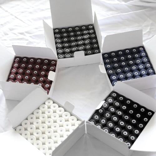 HH 144 pieces Size L High Tenacity Prewound Bobbin Thread 70D/2 60wt 120 Meters length for Machine Embroidery 5 colors