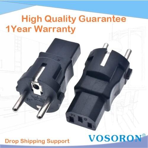 EU TO IEC320 C13 Power adapter,Germany male to IEC320 C13 female AC plug,EU(4.8MM) 2 pin to PDU/UPS conversion plug,10A 250V