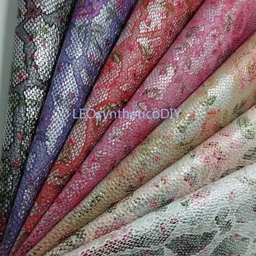 1PC 21X29CM Synthetic Letaher, Cuero Sintetico Printed Lace Flowers Leather For Making Bows Accessories LEOsyntheticoDIY T203