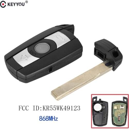 KEYYOU 868MHz 3 Buttons Remote Car Key for BMW E60 E61 E70 E71 E72 E81 E82 E87 E88 KR55WK49123 Smart Key