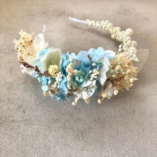 Handmade crown bride crown spring flowers baby shower dried flowers mothers crown birthday tiara newborn custom design