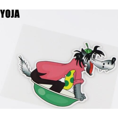 YOJA 15.4x12.1CM Cartoon Vinyl Decal Funny Color Car Stickers Wolf Waiting To See Interesting Russian Comics ZT3-0033