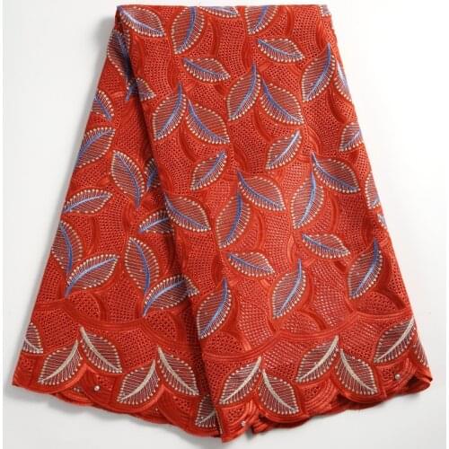 Zhenguiru New Orange Swiss Voile Fabric Cotton African Lace Fabric Embroidery Nigerian Fabric For Women Wedding And Party A2248
