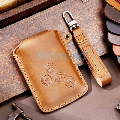 New Leather Car Key Case Cover for Renault Duster Captur Clio Logan Megane 1 2 3 Koleos Scenic Cover Keys Accessories 4 Buttons
