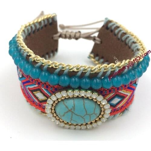 New European Jewelry Suppliers bangles Hand-woven punk rhinstone bracelet for women Restoring ancient