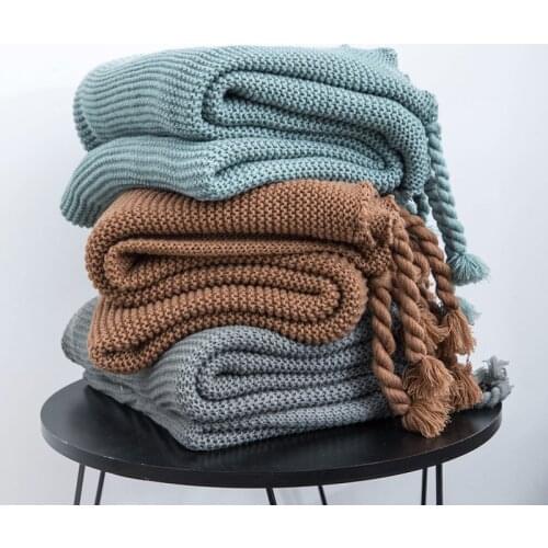 Throw Thread Blanket with Tassel for Bed Sofa Plaid Travel Car Airplane Nap Blankets Soft Wall Tapestry Bedcover Mantas Koc