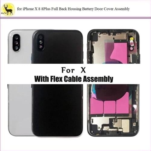 Full Back Housing for IPhone 8 8G 8Plus X Middle Frame Chassis Battery Door Rear Cover Body with Flex Cable Parts Assembly CE US