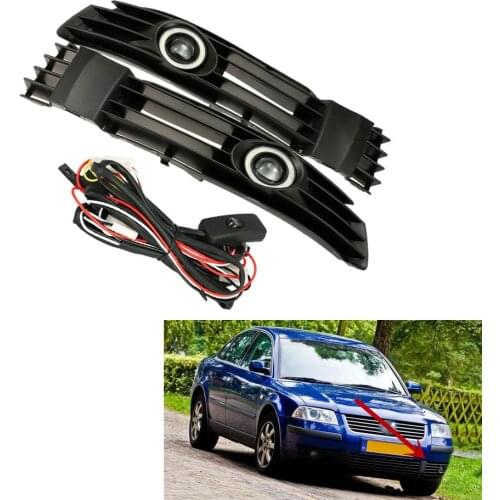 Lower Front Bumper Fog Light Lamp Angel Eyes Grille Grill fit for Volkswagen VW Passat B5.5 01-05 3B0 853 665 L,3B0 853 666 L