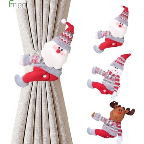 Santa Claus Elk Christmas Curtain Decor Merry Christmas Decor for Home Gifts Christmas Decor Navidad 2020 Happy New Year 2021