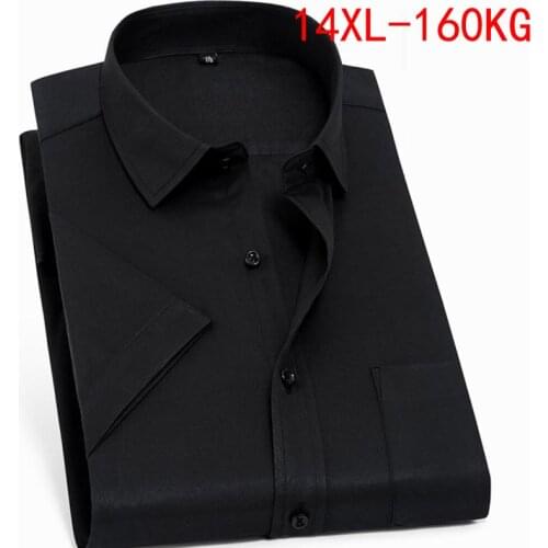 Summer Black Shirt For Men Office Shirt Short Sleeve Formal Business Shirts Loose Blue Plus Size Big 6XL 7XL 8XL 9XL10XL 12XL