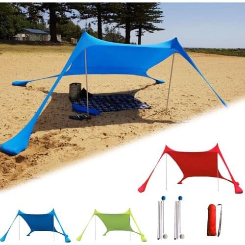 Sun Shade Beach Tent With Sandbag UPF50+ UV Lycra Large Family Canopy For Outdoor Fishing Camping Portable Sunshade Awning Set