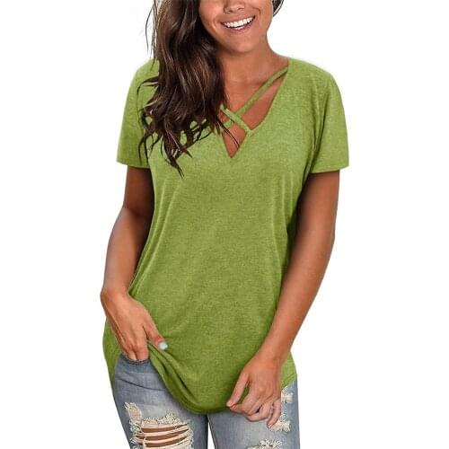 V-neck Sexy Womens Tunic Fashion Casual Loose Soild Blouse Tops Short Sleeve Summer Elegant Shirts For Women Blusas Mujer Кофта