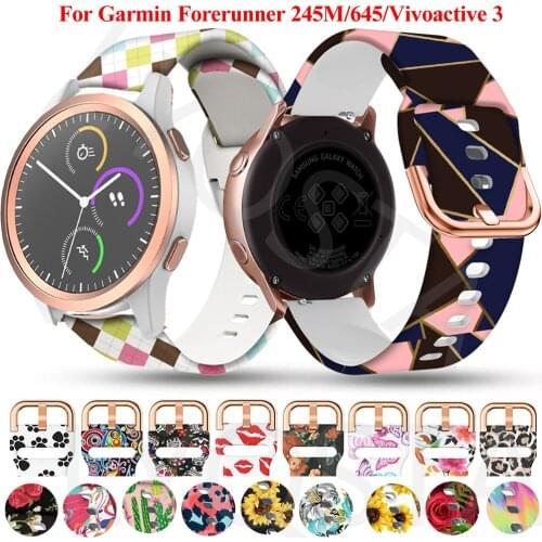 Vivoactive 3 Strap Printing Silicone Watch Band For Garmin Accessoires Forerunner 245/645 Vivomove HR Venu SQ Bracelet Watchband